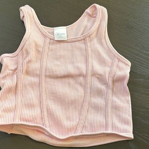 Kids Pink Ribbed Tank Top